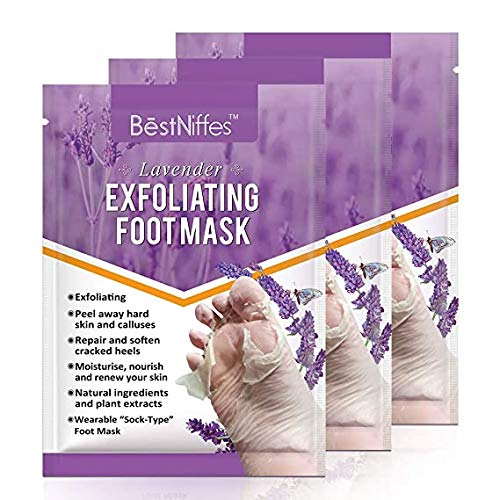 Foot Peel Mask Exfoliating - 3Pack Baby Peeling Scrub Mask Dead Skin cells Remover Repairs Rough Heels & Get Smooth in 5 Days Moisturizing Foot mask for Men Women (lavender)