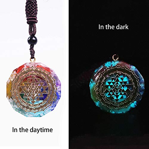 Day Day Up Orgonite Necklace Sri Yantra Luminous Pendant Sacred Geometry Chakra Energy Necklace Meditation Jewelry3