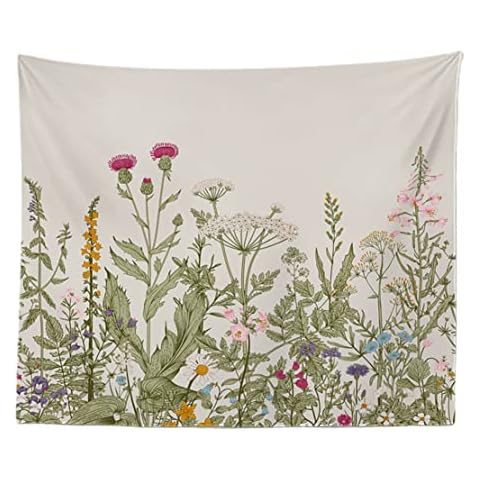 Fullfun Colorful Floral Tapestry Wildflowers Tapestry for Bedroom Botanical Wall Hanging Home Decor HD Printing for Living Room, Bedroom & Dorm 150 cm x 200 cm(60 x 80 inch) Cover