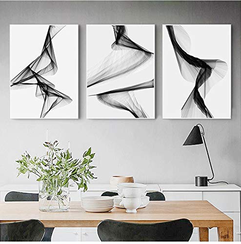 Affiches art mur art salon moderne ensemble de peintures sur toile noir et blanc style scandinave