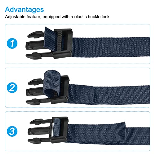 Image of MECCANIXITY Utility Strap with Buckle 1x20 Inch Polyester Quick Release Adjustable Belt for Travel Outdoor Bag Luggage Packing (Navy Blue)