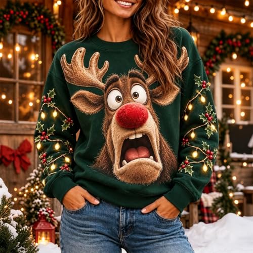 Christmas Sweatshirts for Women Funny Graphic Crewneck Holiday Pullover - image 2