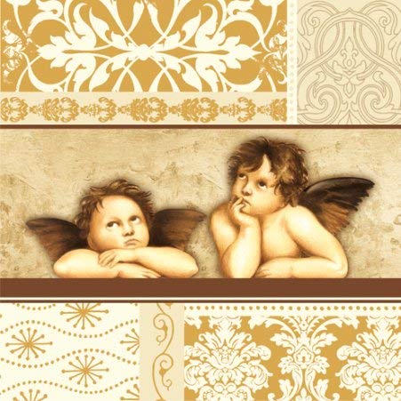 Luxuriousness Christmas Paper Napkins Raphael Angels Luncheon Napkins 2 X 20pcs 13"x13" Christmas Paper Napkins for Decoupage, Christmas Napkins, Vintage Angel Design Paper Napkins