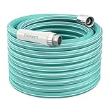 Garden Hose 75ft x 5/8', Heavy Duty Water Hose, Lightweight, No-Kink, Leak Free, Flexible Hybrid Hose, Male to Female Solid Aluminum Fittings(Green)