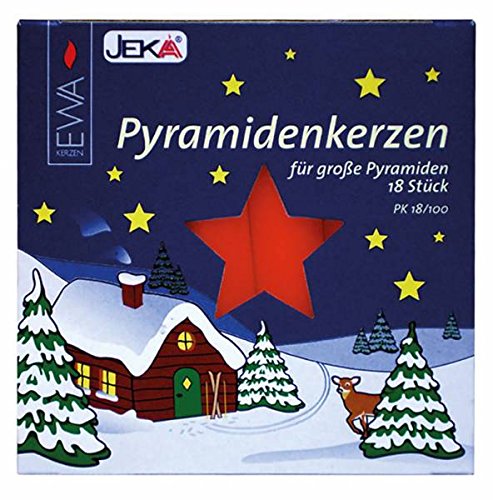 JEKA - Pyramidenkerzen für große Pyramiden Größe 17,2x105mm 18 Stück/Packung (Rot, 18) Cover