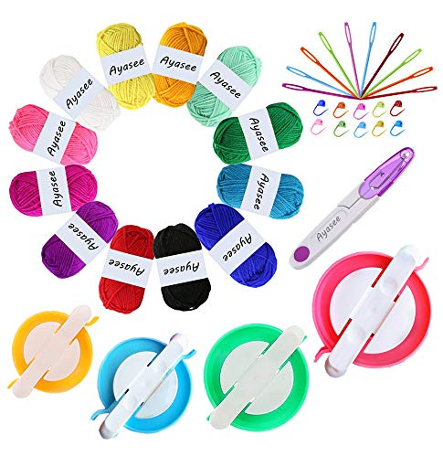 Pompom Maker, 4 Sizes Pom pom Makers for Fluff...