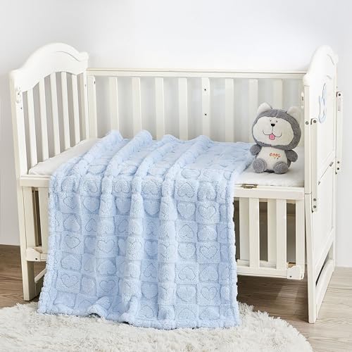 Image of Yurhap Heart Baby Blanket, Love Plush Fleece Baby Blankets for Boys Girls | Soft Sherpa Baby Girl Blanket for Infant Toddler Newborn Gift, Fluffy Baby Essentials, For Crib Stroller, 30 inchx40 inch