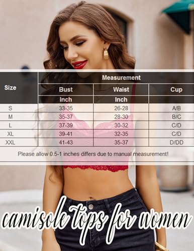 Image of Avidlove Lace Bralette for Women V Neck Cami Tank Y2k Camisoles Adjustable Spaghetti Strap Crop Top Non Padded