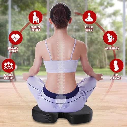 Sitzkissen Orthopädisch Sitzring HämorrhoidenSteißbein Kissen, Ergonomisch Geformt aus Memory Foam zur Druckentlastung beim Langen Sitzen, Steissbeinkissen geeignet für Bürostuhl, Auto, Office