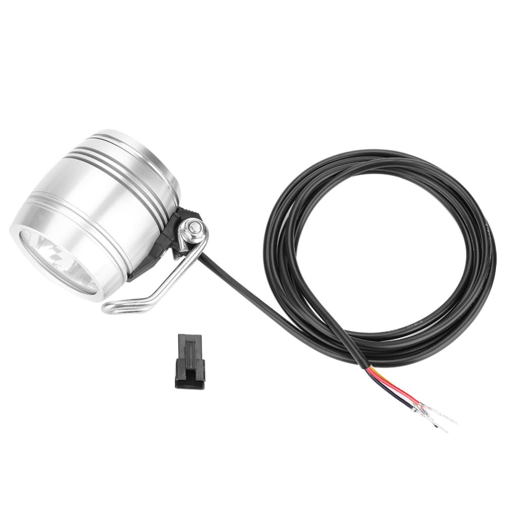 Phare avant de vélo en alliage d'aluminium avec klaxon – Lumière avant et klaxon de sécurité 2 en 1 pour vélos de 24 V-48 V, support de guidon compact, luminosité 5 W 100 lm, câble de 1,5 m
