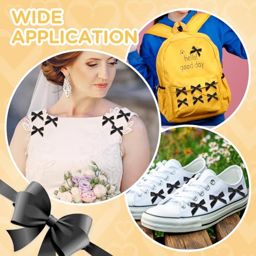 Image of 30PCS Black Ribbon Bow Charms for Junk Socks,1.37 Inch Mini Junk Socks Charms Brooch Pins for Shoes, Hats, Clothing Accessories, Y2K Coquette Brooch Pins for Women Teens