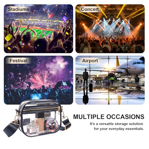 Image of Fibrdoo Clear Bag Stadium Approved, Leather Clear Crossbody Purse Bag for Concerts Sports Events Festivals
