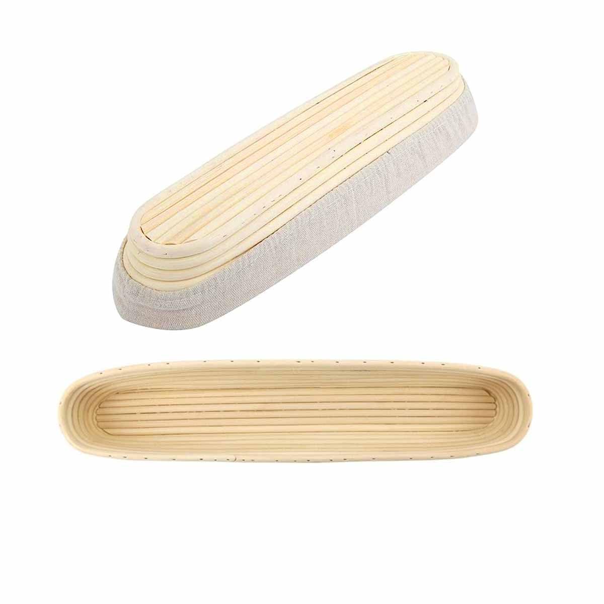 Banneton Gärkörbchen-Set – Rattan-Material für französische Baguettes mit Einsatz – 43,2 cm lang – inklusive Einsatz – Sauerteig-Brotkorb für handwerkliches Backen – Banneton Baguette-Korb