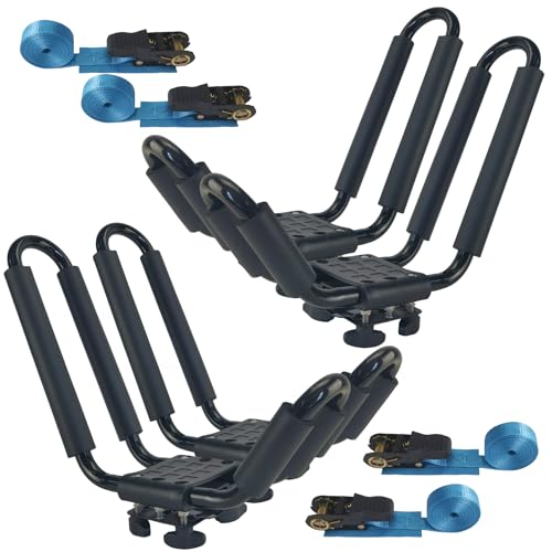 2 Pairs Kayak Roof Rack for Car Top Roof Mount Carrier J Cross Bar Canoe Boat