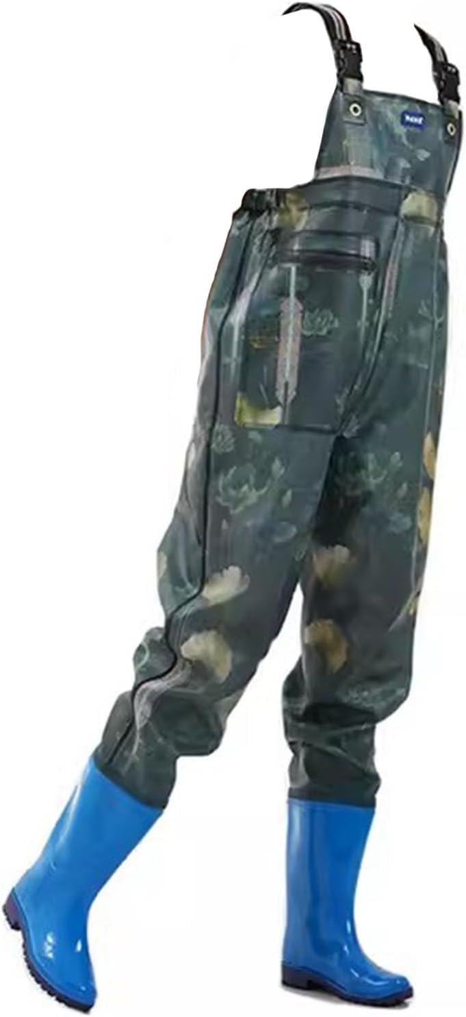 Wodery na klatkę piersiową z pośladkami, damskie buty wędkarskie do przesadzania na zewnątrz, wodoodporne, antypoślizgowe spodniobuty na biodra(Dark Green,6)