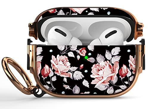 Image of Maxjoy for AirPods Pro 2nd /1st Generation Case with Lock, Flower AirPods Pro 2 Case Lock Protective Hard AirPod Pro Cover for Women Girly with Keychain for Airpod Pro (2023 /2022 /2019), Rose
