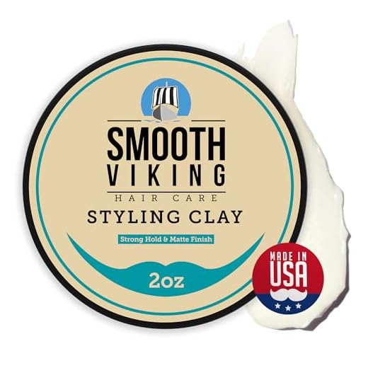 Smooth Viking Hair Clay for Men - Non-Greasy Hair Styling Clay for Matte Finish and Strong Hold - Natural Pliable Molding Cream for Modern Hairstyles - Shine-Free Mens Hair Wax Product - 2 Ounces