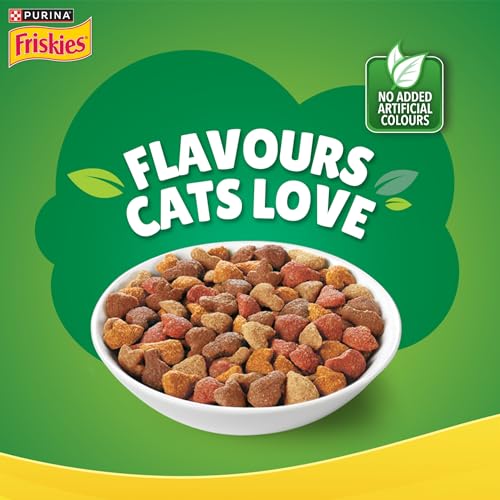 Image of Purina Friskies Indoor Delights Adult Dry Cat Food, 1 kg, Contains Salmon, Tuna, Chicken and Vegetables Flavours (Pack of 2)