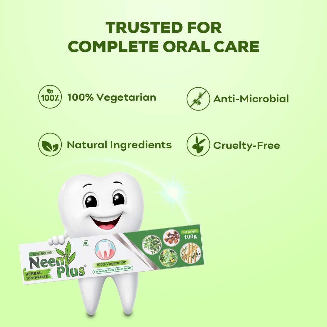 Pil Neem Plus Herbal Dental Gel | Neem toothpaste with Clove, Meswak & Babool | Promotes Fresh Breath & Keep Gum's Healthy (300g, Pack of 3) 3