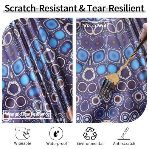 Fitted Vinyl Round Tablecloth for 36-44" Table Boho Waterproof Reusable Summer Fall Tableclothes Campers Inside Outdoors Supplies Dining Room Kitchen Needs White Elephant Gifts