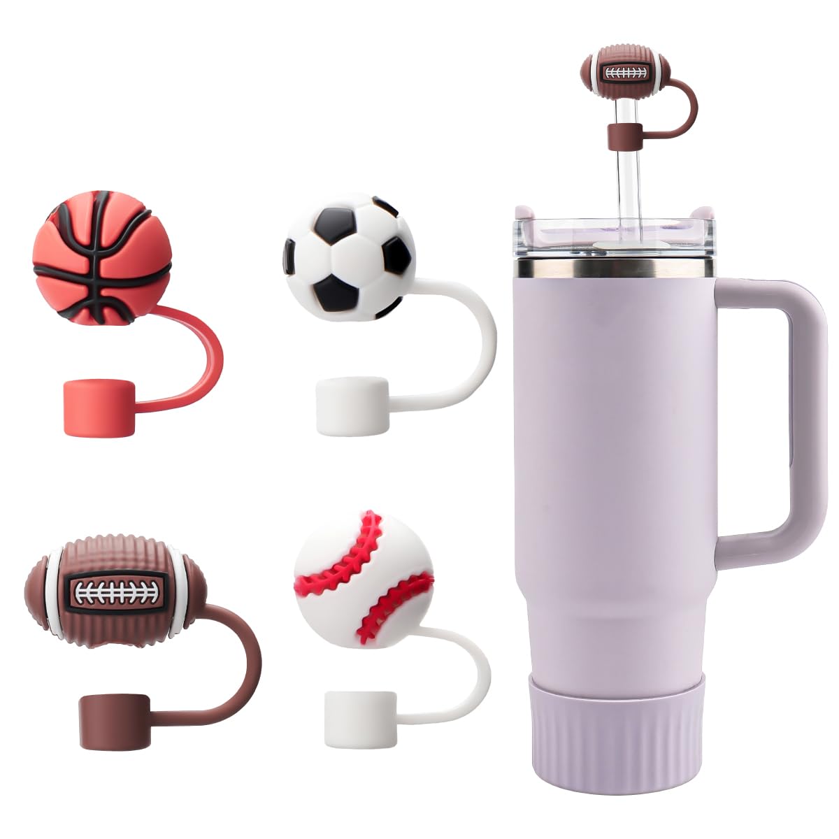 4 Pack Compatible with Stanley 30&40 Oz Tumbler, Cute Straw Cover Caps for Stanley Cup, 10mm/0.4inch Straw Topper, Dust-Proof Reusable Straw Tips Lids Cup Accessories for 10mm Straws