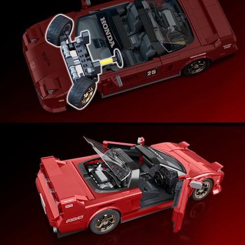 Image of Mattel Brick Shop Hot Wheels Elite Series Building Kit '90 Acura NSX with 876 Pieces, Realistic Details and Individual Stickers, for Collectors and Children Aged 10 Years and Above, JFT17