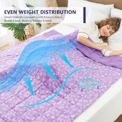 Image of yescool Weighted Blanket for Adults (15 lbs, 48 inch x 72 inch, Mauve) Cooling Heavy Blanket for Sleeping Perfect for 140-160 lbs, Twin Size Breathable Blanket with Premium Glass Bead, Machine Washable