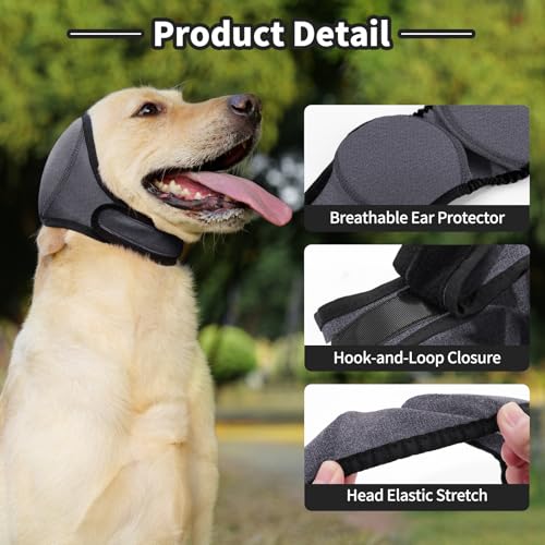 Image of LIANZIMAU Quiet Ears for Dogs Comfort Calming Hoodie Dog Ear Covers for Noise & Anxiety Relief Ear Wraps for Dog Adjustable Dogs Ear Muffs Noise Protection Firework,Grooming and Force Drying