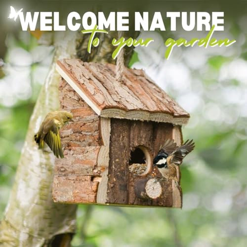 garden mile Natuurlijke vogelbox huizen hotel - traditionele houten vogelhut opknoping wilde vogelhuis vogel nestdozen voor tuin blokhut buiten, boom, balkon en tuin decoraties - Afbeelding 6