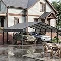 ALAULM 20x20FT Metal Carport w/Galvanized Steel Roof? Heavy Duty Car Port with Reinforced Support Rods & Windproof Anchors, All-Weather Outdoor Garage for 2 Car, Truck, RV, Boat, Tractor