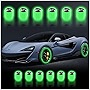 12PCS Glow-in-The-Dark Wheel Covers,Funny Pop Culture Tire Valve Stem,Anti air Leak Valve Stem Cover,Suitable for Most Vehicles (12pcs-Car Green)