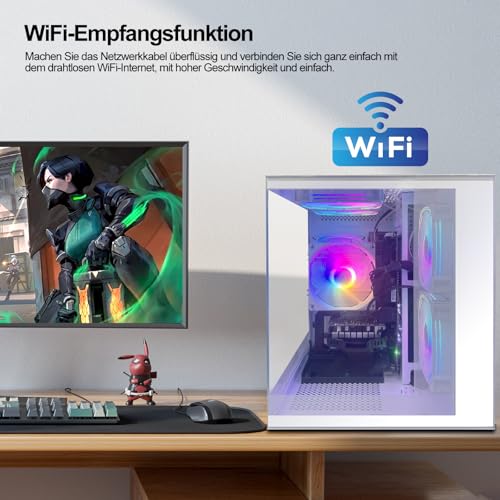 Gaming PC Desktop Rechner AMD Ryzen 7 5700G (8 Kerne/16 Threads, bis 4.6GHz) • 32GB DDR4 • 1TB SSD • WLAN • Win 11• Integrierte Vega 8 Grafik Für Leichtes Gaming, Büro & Multitasking – Bild 5