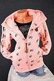 Zeralda Damen Sweat Jacke Kapuze Fleece gefüttert Hoodie Übergangsjacke Anker Sterne S - 3XL (Rosa-2024, XL)
