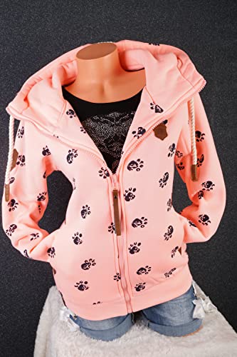 Zeralda Damen Sweat Jacke Kapuze Fleece gefüttert Hoodie Übergangsjacke Anker Sterne S - 3XL (Rosa-2024, XL)