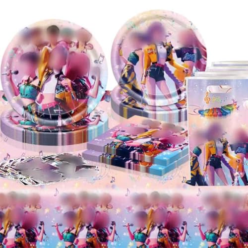 Conjunto de decoração de aniversário Kp Demo Hunte 165 peças, inclui pratos de cartão, guardanapos, saco de presente, toalha de mesa, autocolantes, decoração de aniversário adequada para crianças