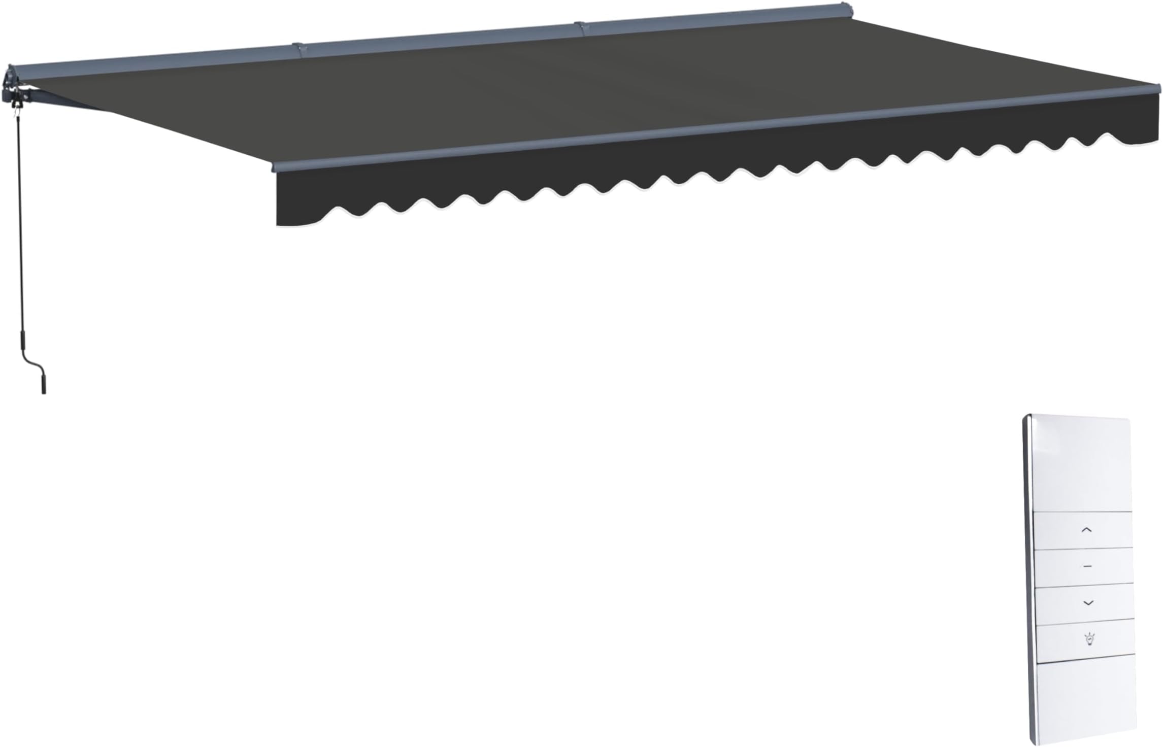 Electric Patio Awning Motorized Semi-Cassette 16x10 Onyx Black | Retractable sunshade for decks and balconies, remote-controlled extension, water-resistant fabric, rust-free aluminum frame