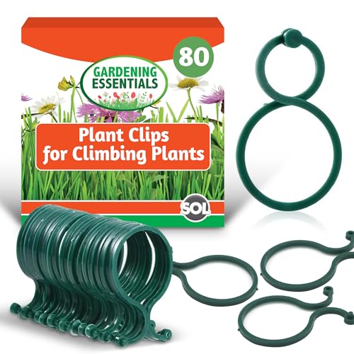 SOL 80pk Plant Clips for Climbing Plants Reusable Climbing Plant Clips for Vine Support Easy to Use Plant Support Clips for Outdoor Plants Durable Plant Ties for Tomatoes & Gardening Organisation