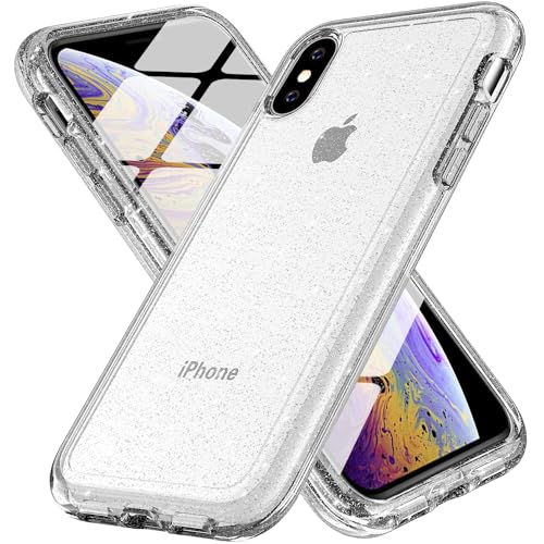 Image of TENOC Phone Case Compatible with iPhone Xs Max, Glitter Case Clear Sparkling Protective Bumper Cute Cover for Girls Women