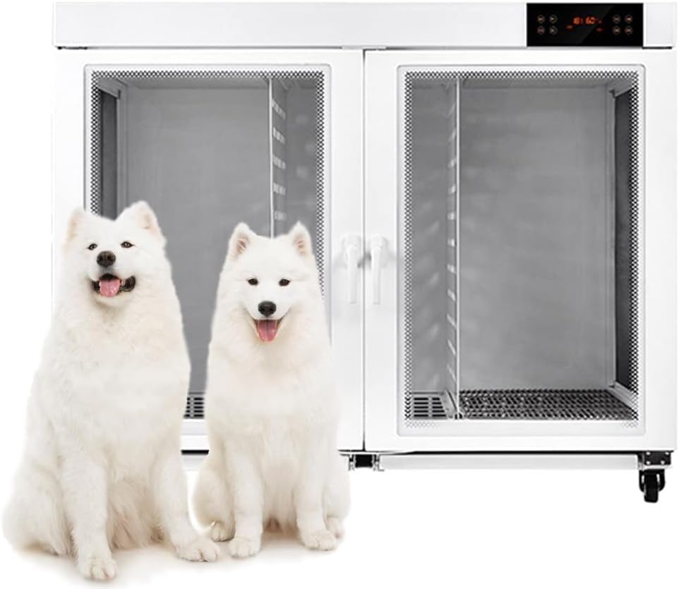 Caja secadora grande for mascotas Secadora de aseo for mascotas for perros grandes de hasta 45 kg, el ventilador de iones negativos puede aumentar el brillo del cabello, 8 ventiladores potentes for un