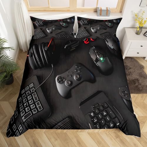 Modern Gamepad Bedding Set, Boys Youth Video Game Controller Mouse