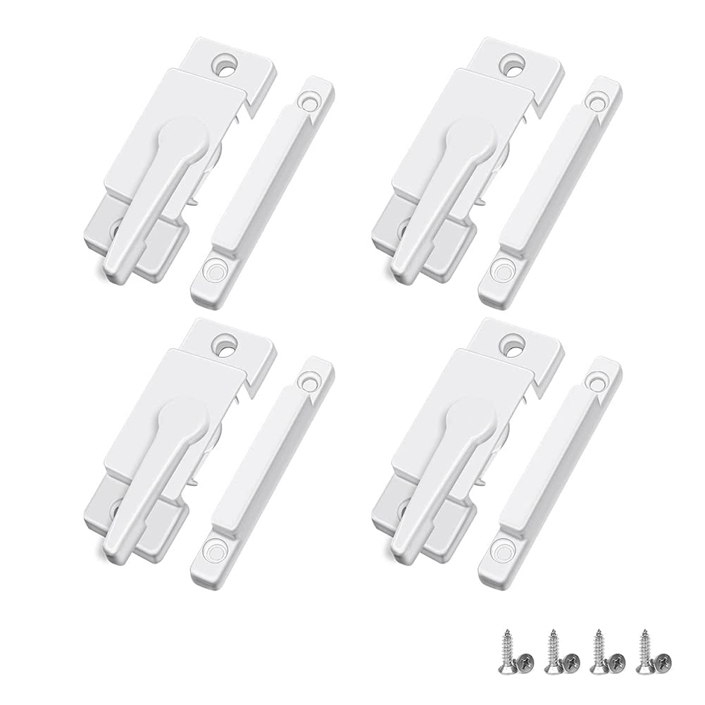 NONDK 4 Pack Window Sash Locks, Window Latches Replacement Sash Locks White Fits Horizontal Sliding Window