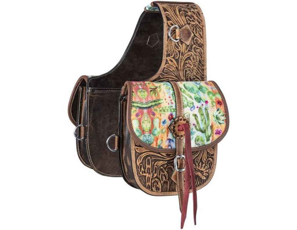 Tough 1 Leather Saddle Bag Prints Cactus