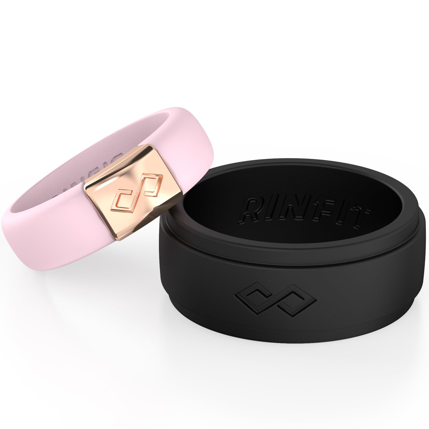 Rinfit Matching Silicone Rings for Couples - Silicone Wedding Bands Sets for Him and Her - His and Hers Ring Sets - MetalInfinity & Infinity