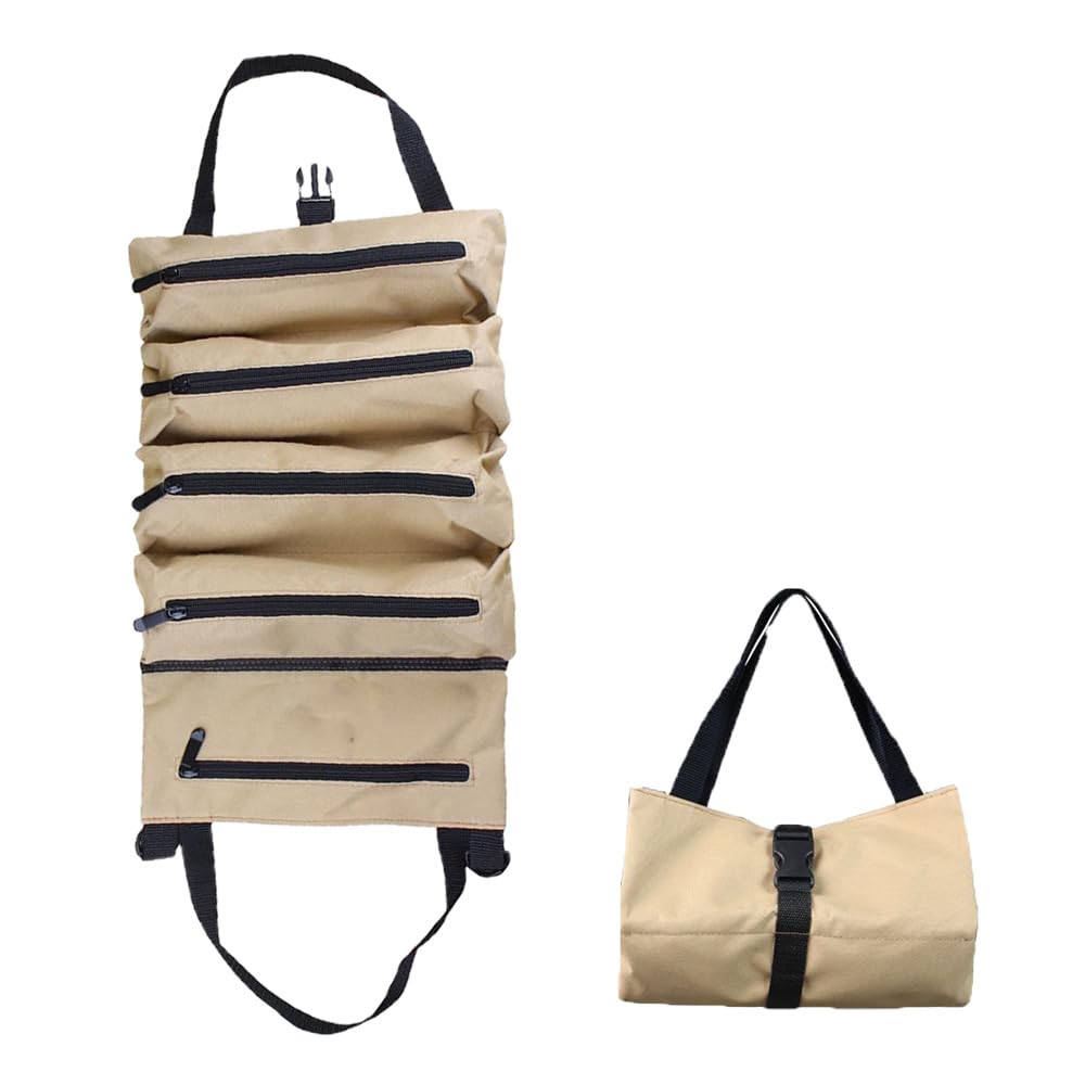 QLHTD Car Tool Bag for Chevrolet Suburban 9th 10th 11th 12th Generation/Volt, Portable Tool Roll Bag Compact Lightweight Large Capacity Storage Bag Durable Tool Roll Bag Organizer,Beige