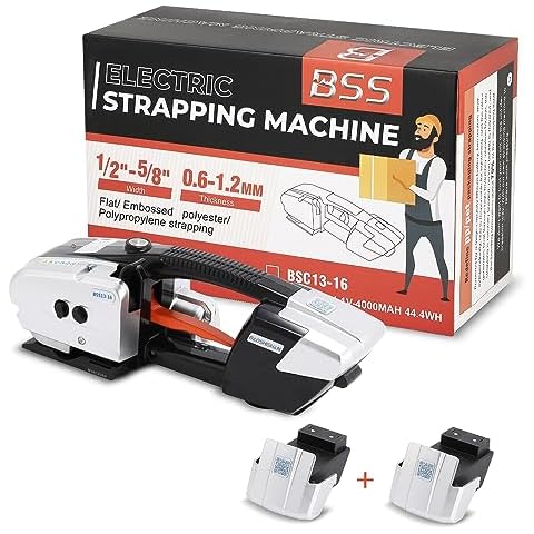 BAOSHISHAN Electric Strapping Tool 2x4000mha Battery for 1/2 in-5/8 in PP PET Straps Automatic Strapping Machine for Box Pallet Portable Electric Baler Cover