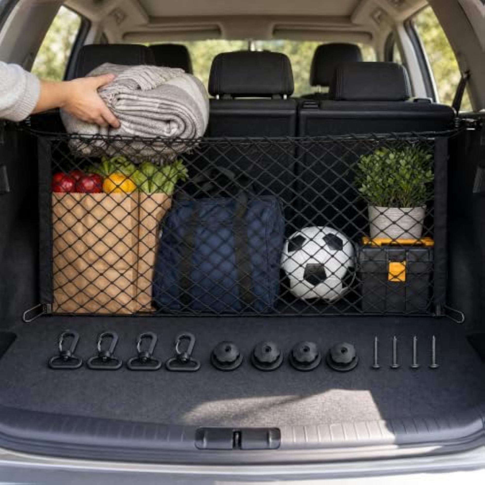 Universal Car Trunk Organizer, Double-Layer Mesh Divider Net