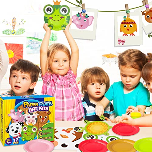 V-Opitos Arts And Crafts Kits For Kids, 12 Pack Simple Animal Paper Plate Crafts For Toddler Age Of 2, 3, 4, 5 Years Old, Fun Preschool Classroom Activity Project For Boy & Girl #TOP5