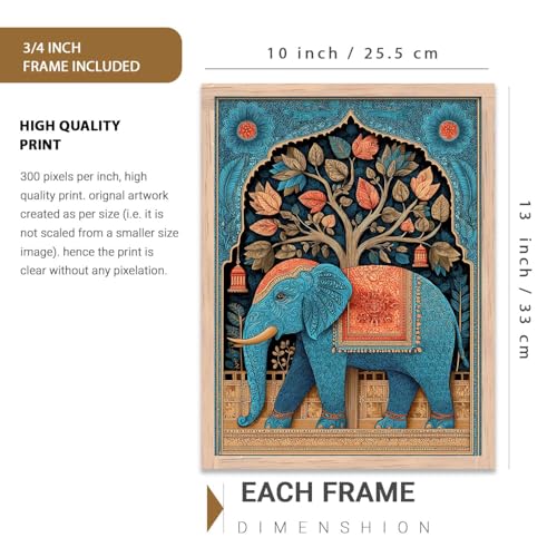 Image of kotart Madhubani Art Wall Painting Traditional Home Decoration With Frame For Living Room Bed Room Hotel Wall Decor Digital Reprint Set of 3 (10X13 INCH)