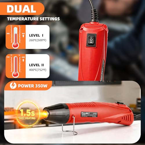 Kuject Mini Heat Gun, 120PCS Solder Seal Wire Connectors Kit, 350W Dual-Temp Heat Gun for Shrink Tubing, Waterproof Heat Shrink Wire Repair Kit with Solder Stick for Marine Automotive Truck, AWG 26-10 - Image 3