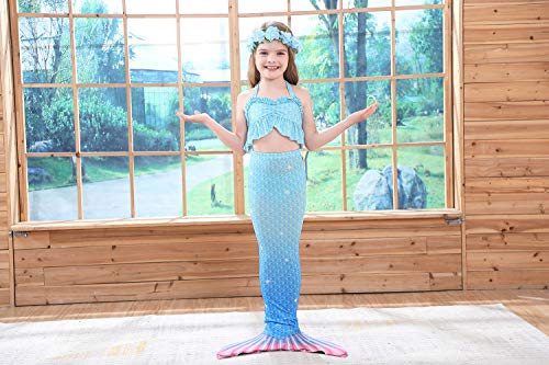 Fishtailfun Mermaid Swimsuit Costume Cosplay Mermaid for Swimming for Girls, Princess Bikini Set - Thumbnail 5
